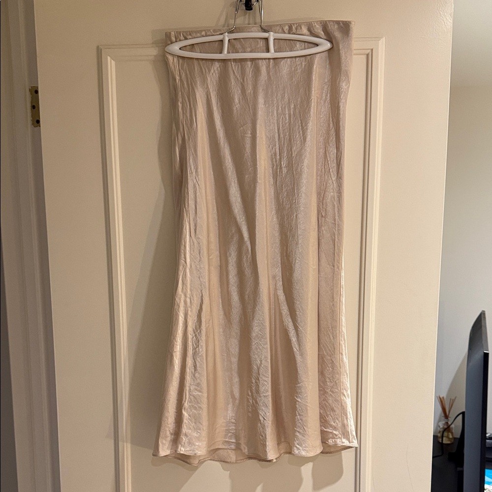 Babaton Satin Bias Midi Skirt in Light Cream